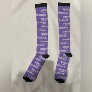 Amazon Business Knee High or Boot Socks Purple Gray Rare Merch Synthetic